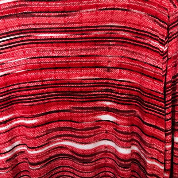CJ Banks Red Black Striped Geometric Print Tunic Asymmetric 2X Womens‎ V Neck - Picture 7 of 7